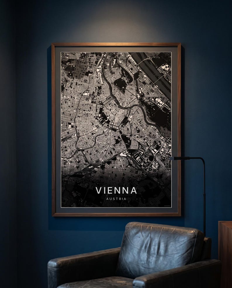 Vienna map wall art — The poster in a room (AI-generated)