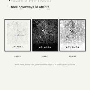 Atlanta map wall art — Listing image 02 — colorways