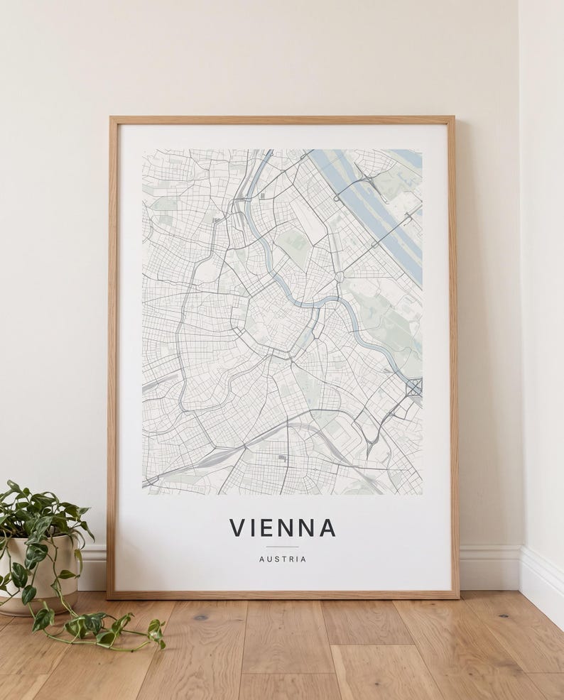 Vienna map wall art — The poster in a room (AI-generated)
