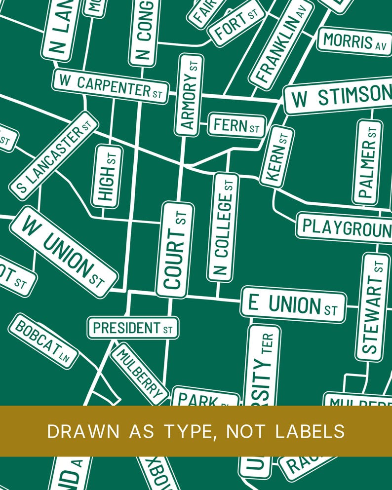 Athens map wall art — Listing image 06 — platecraft