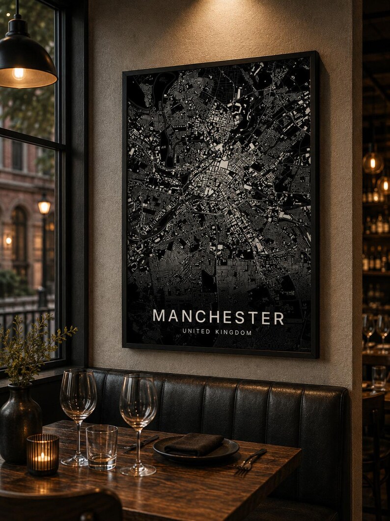 Manchester map wall art — Listing image 04 — detail