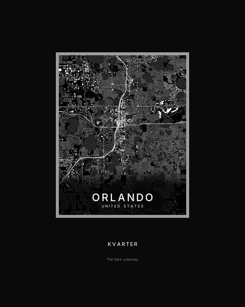 Orlando map wall art — Listing image 08 — hero dark