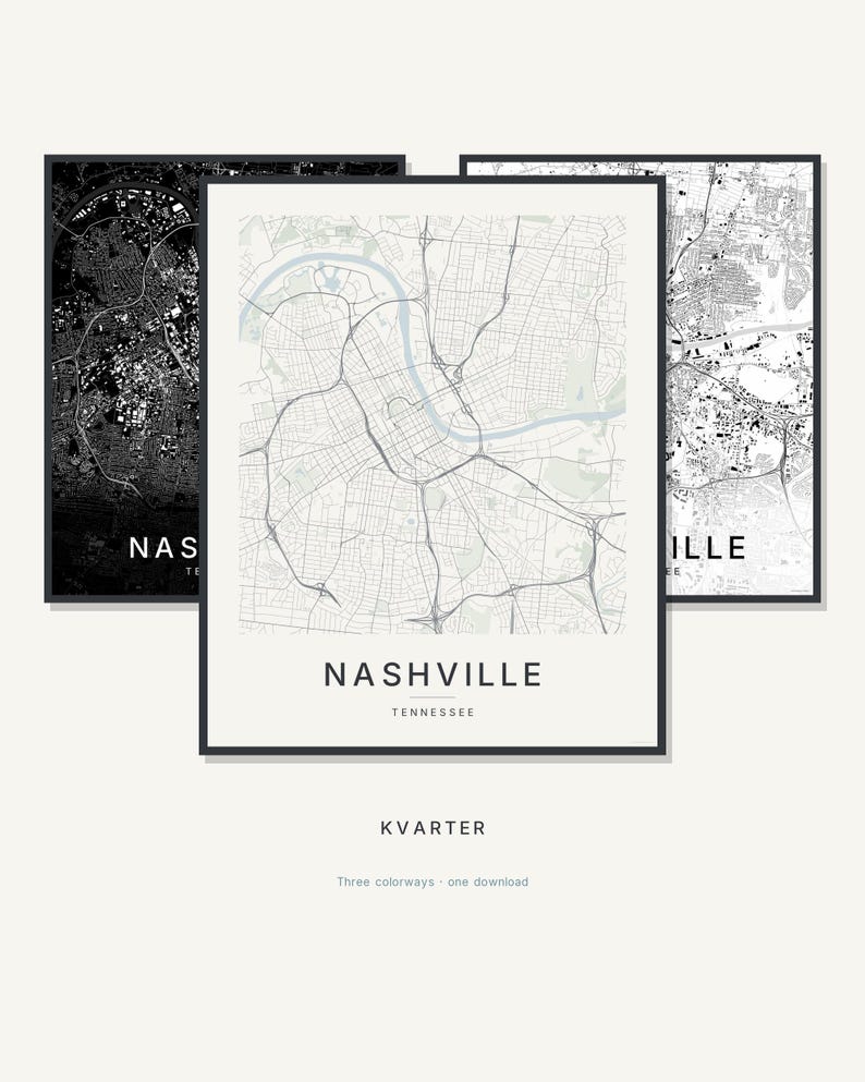 Nashville map wall art — Listing image 01 — hero