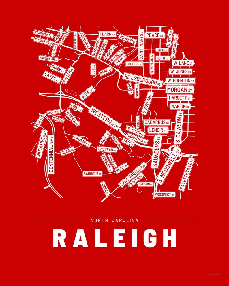 Raleigh map wall art — Listing image 04 — flat