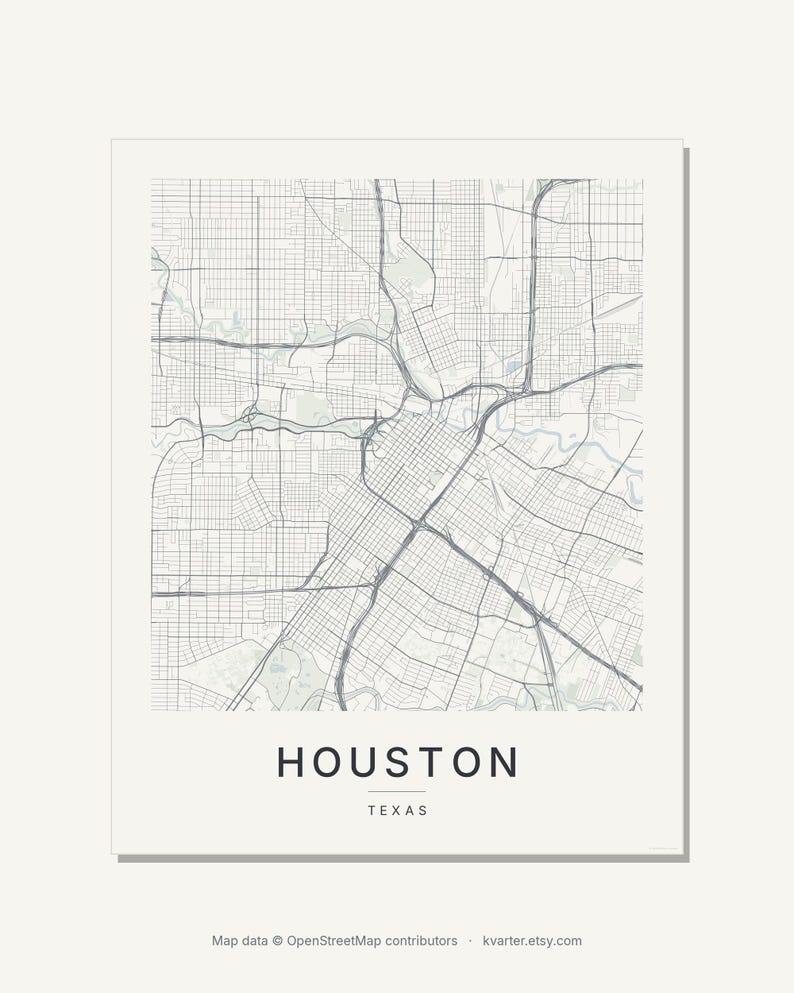Houston map wall art — Listing image 03 — flat
