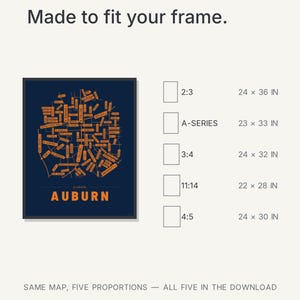 Auburn map wall art — Listing image 08 — sizes