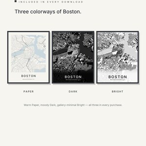 Boston map wall art — Listing image 02 — colorways