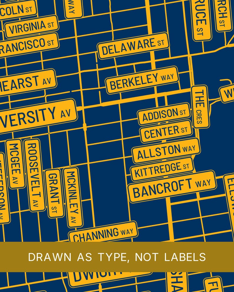 Berkeley map wall art — Listing image 06 — platecraft