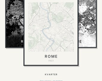 Rome Map Print, Rome Poster, Modern Wall Art, Minimalist City Map, Italy Printable, Digital Download, Housewarming Gift