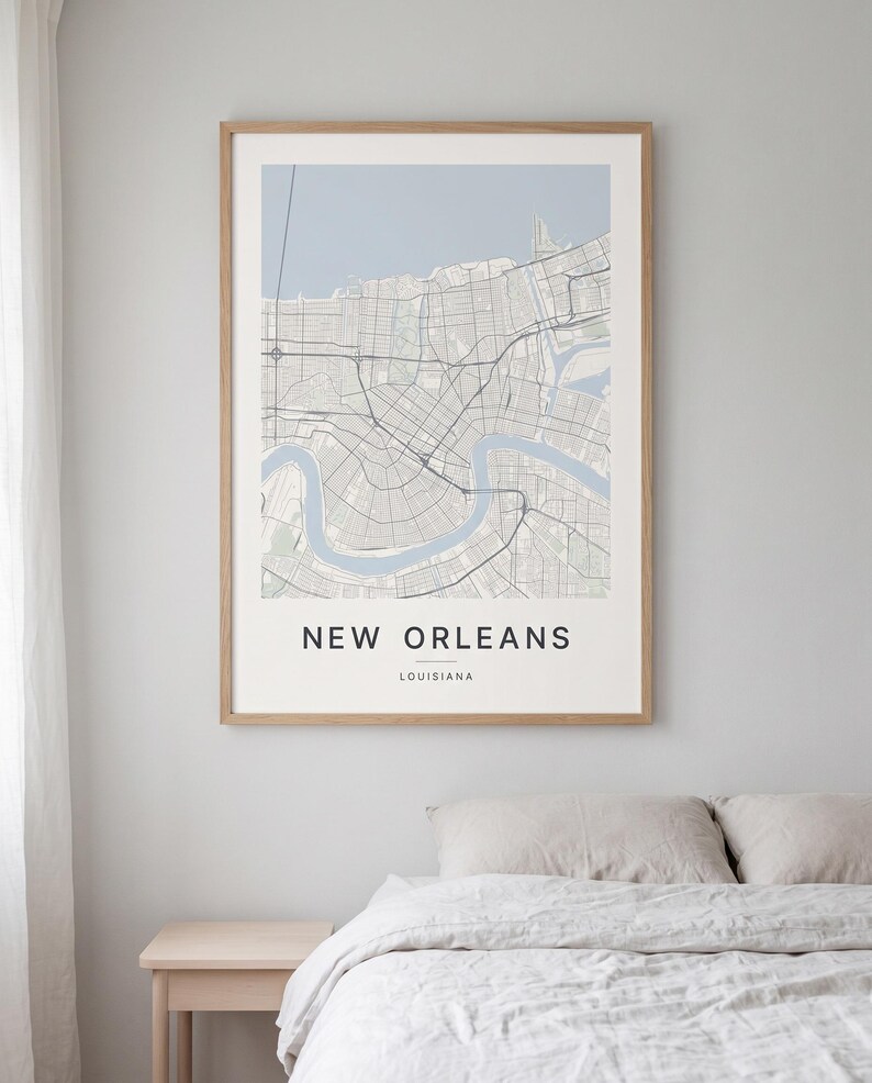New Orleans map wall art — The poster in a room (AI-generated)