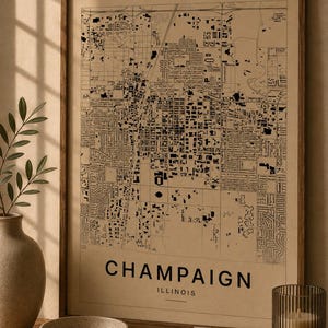 Champaign map wall art — Listing image 06 — sizes