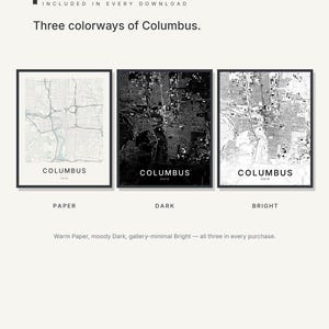 Columbus map wall art — Listing image 02 — colorways