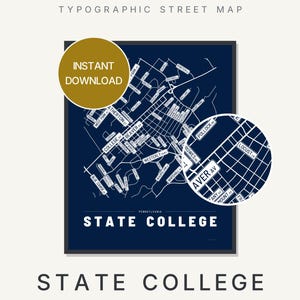 State College map wall art — Listing image 01 — hero