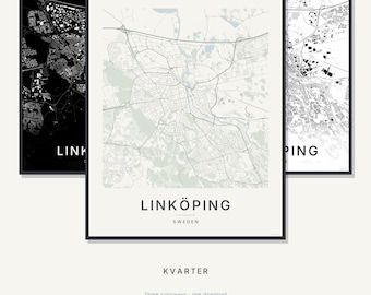 Mapa Linköping, wydruk, plakat Linköping, skandynawska sztuka ścienna, minimalistyczna mapa miasta, Szwecja do druku, pobranie cyfrowe, prezent na parapetówkę