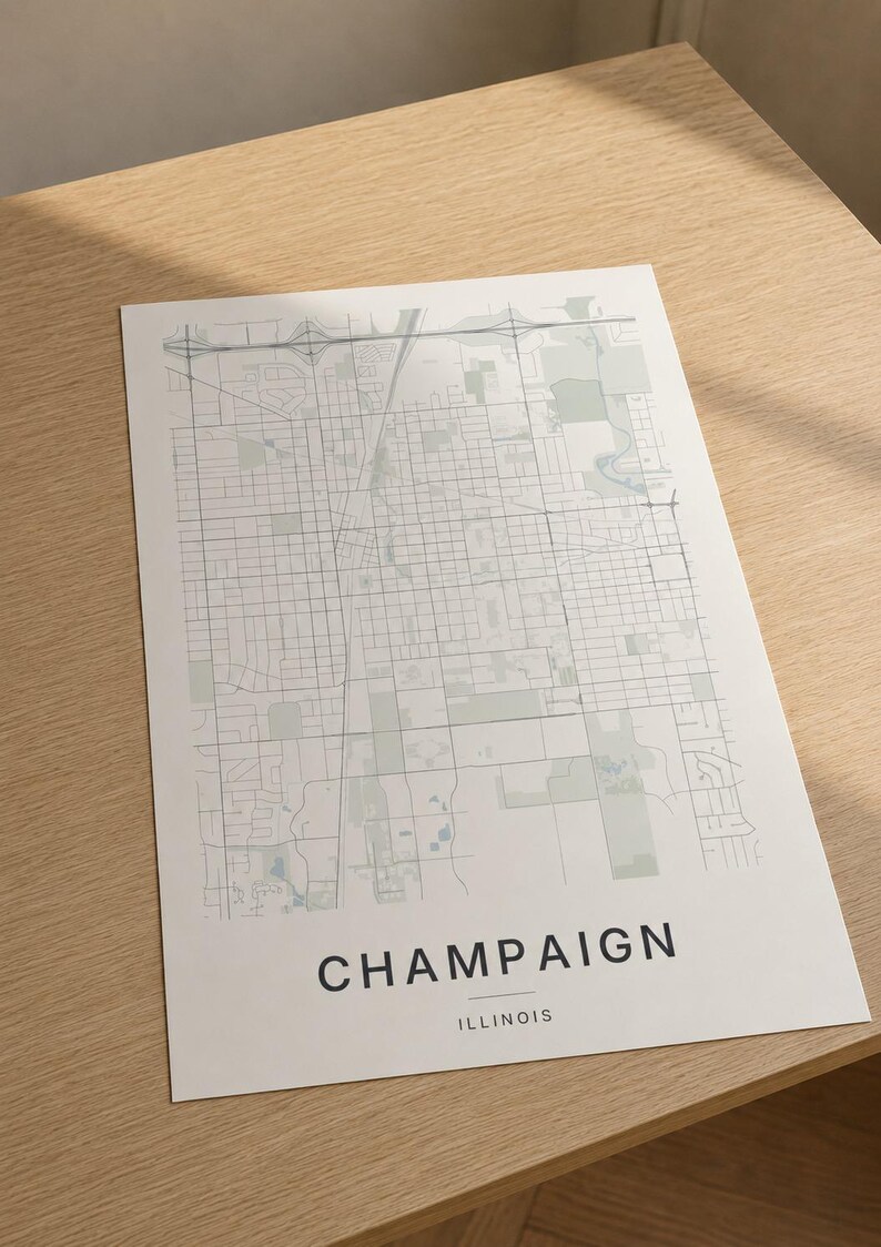 Champaign map wall art — Listing image 04 — detail