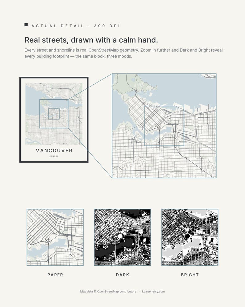 Vancouver map wall art — Listing image 04 — detail