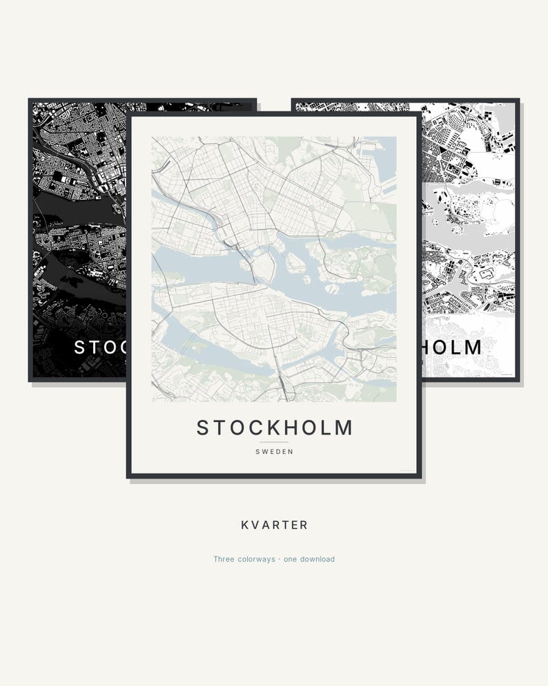 Stockholm Map Print, Stockholm Poster, Scandinavian Wall Art, Minimalist City Map, Sweden Printable, Digital Download, Housewarming Gift image 1