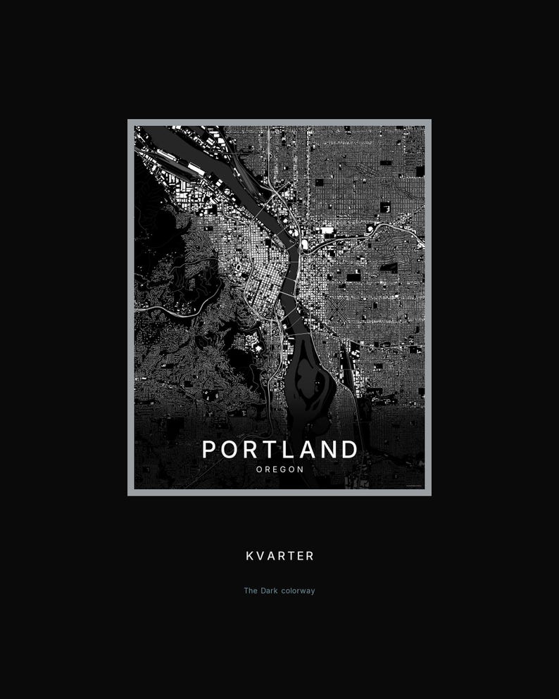 Portland map wall art — Listing image 08 — hero dark