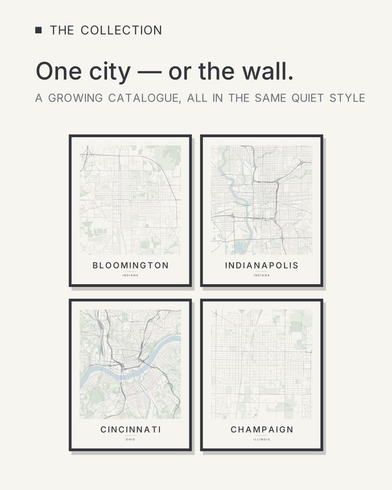 Bloomington map wall art — Listing image 08 — hero dark