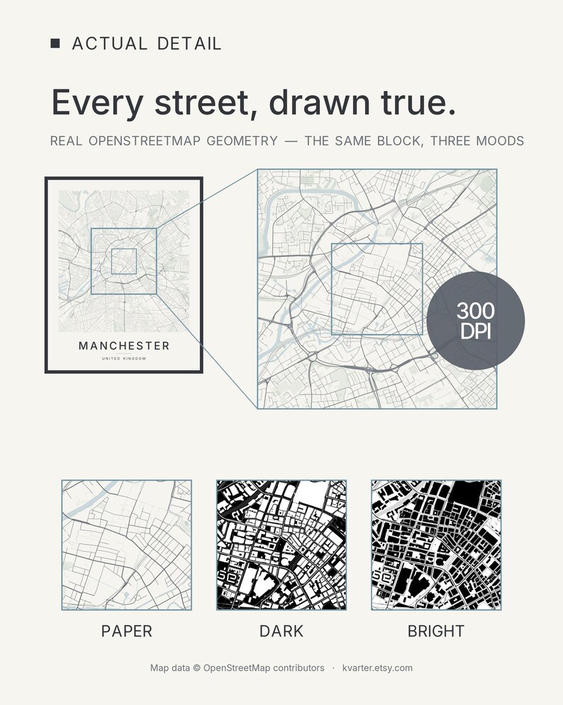 Manchester map wall art — Listing image 05 — whatyouget