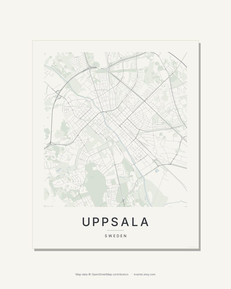 Mapa de Uppsala para imprimir, arte de parede para imprimir, download digital, pôster minimalista do mapa da cidade, decoração escandinava, presente de boas-vindas imagem 3