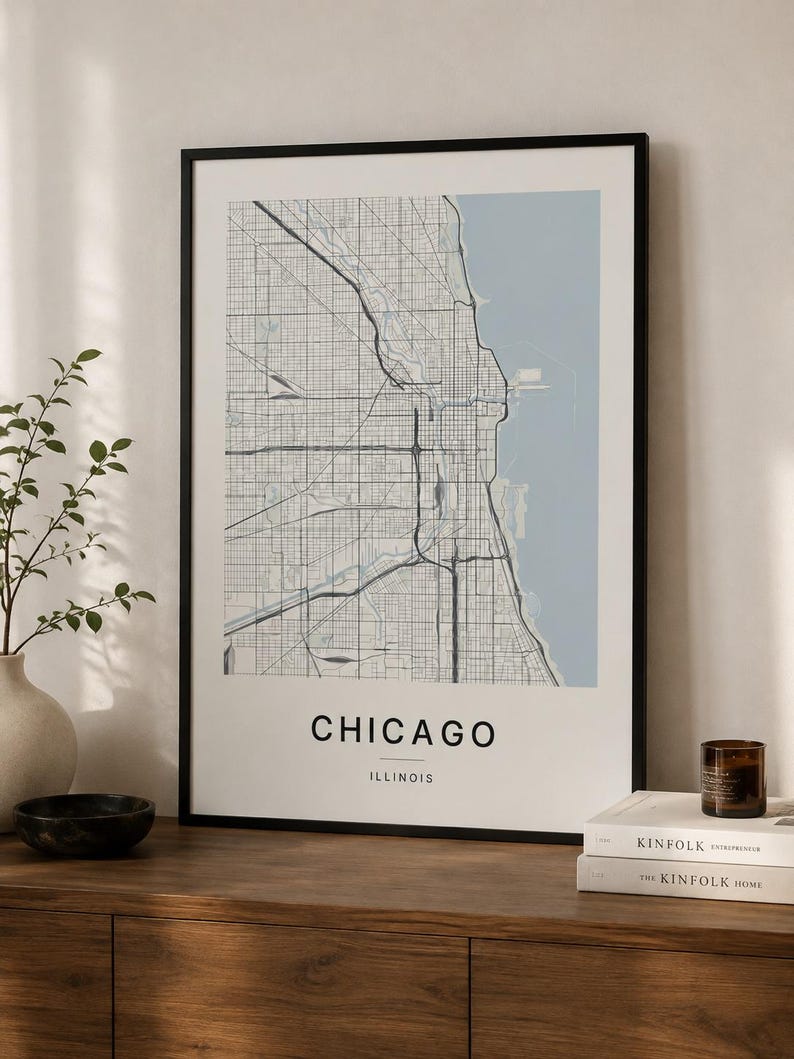 Chicago map wall art — Listing image 02 — colorways