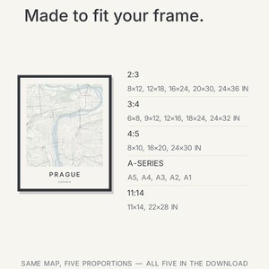 Prague map wall art — Listing image 06 — sizes