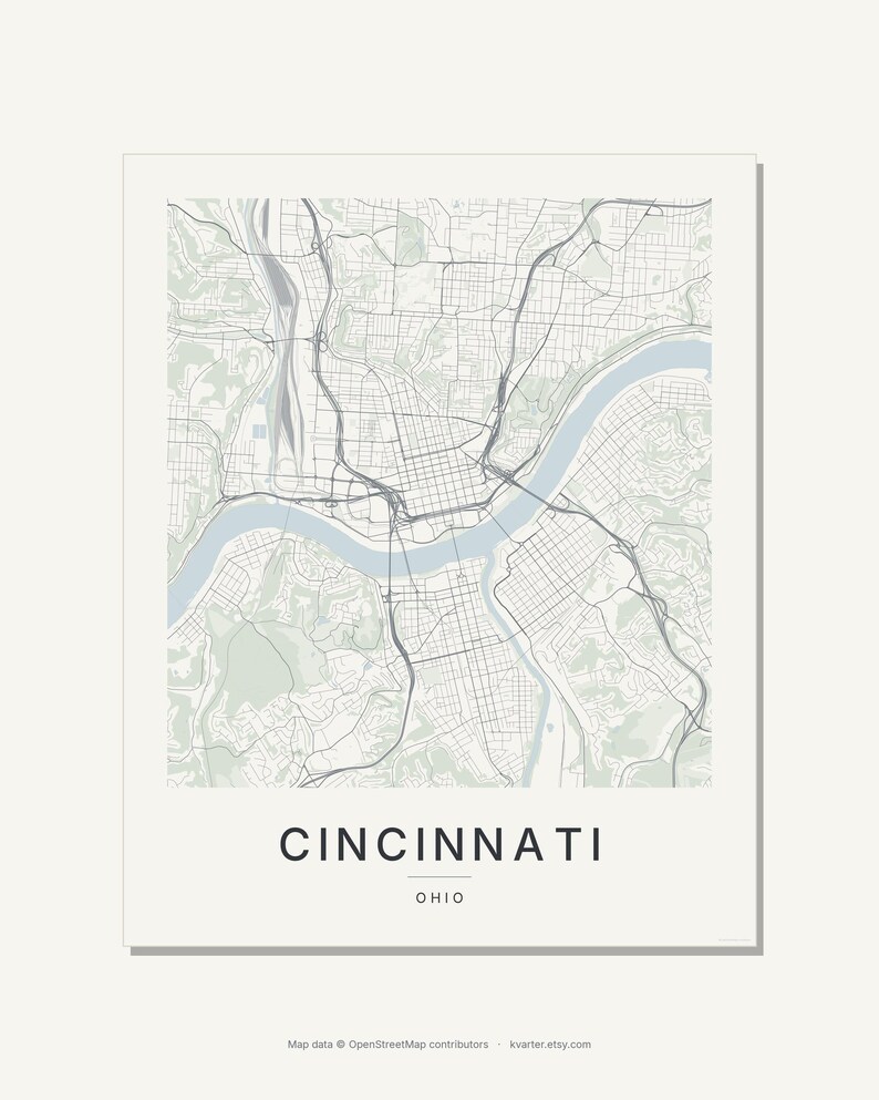 Cincinnati map wall art — Listing image 03 — flat