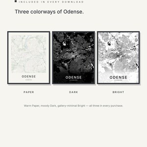 Odense map wall art — Listing image 02 — colorways