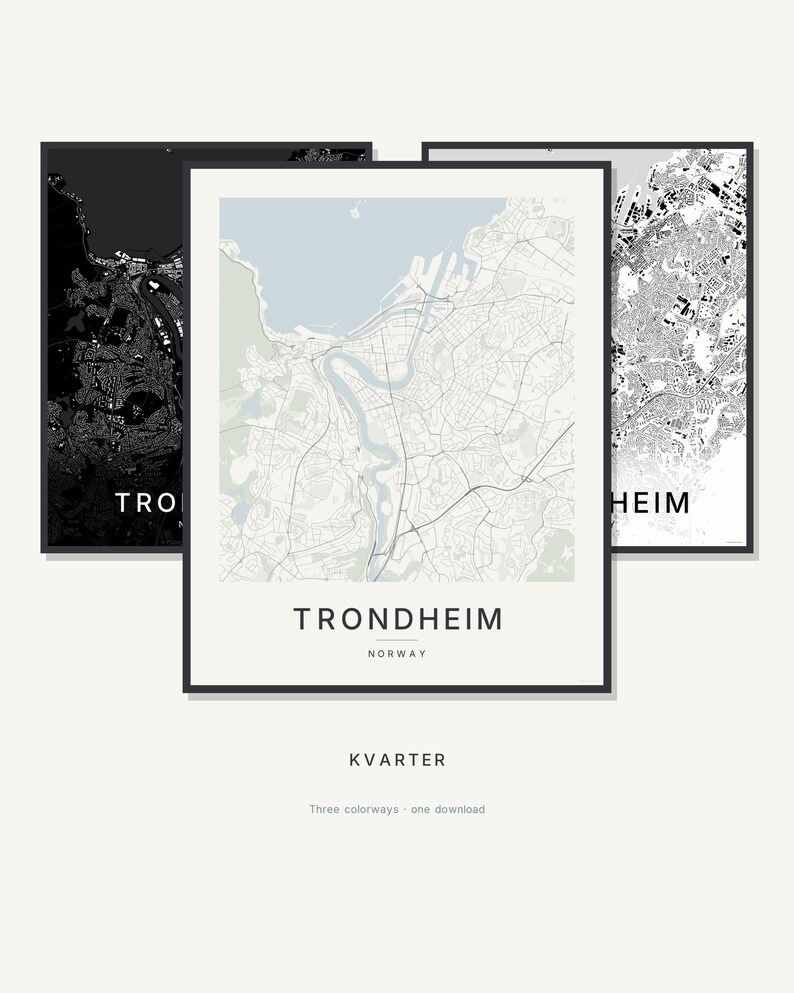 Trondheim map wall art — Listing image 01 — hero