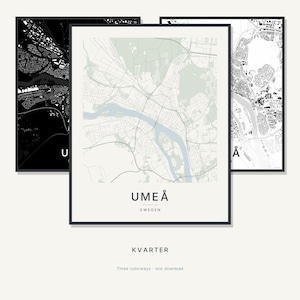 Umea Map Print, Umea Poster, Wall Art, Printable, Digital Download, Minimalist City Map, Scandi (Umeå) image 1