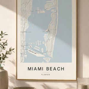 Miami Beach map wall art — Photo of the poster in an interior