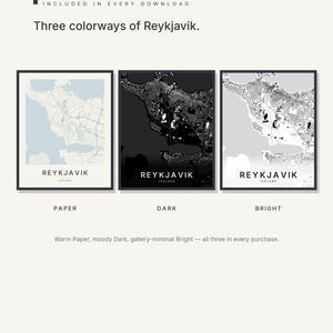 Reykjavik Map Print, City Poster, Printable Wall Art, Minimalist Digital Download, Scandi City Map, Housewarming Gift image 2