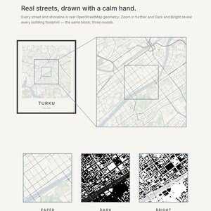 Turku Map Print, Wall Art, Printable, Digital Download, Minimalist City Map Poster, Scandi, Housewarming Gift image 4