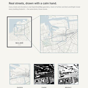 Malmö Map Print, Wall Art, Printable Digital Download, Minimalist City Map, Scandi Poster, Housewarming Gift image 4