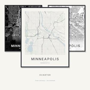 Minneapolis Map Print, Minneapolis Poster, Modern Wall Art, Minimalist City Map, United States Printable, Digital Download