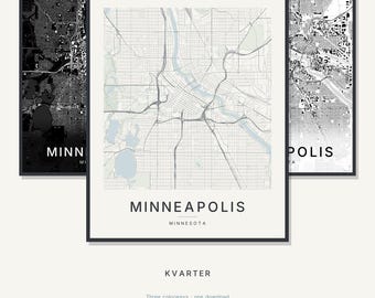 Minneapolis Map Print, Minneapolis Poster, Modern Wall Art, Minimalist City Map, United States Printable, Digital Download