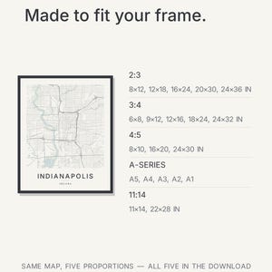 Indianapolis map wall art — Listing image 06 — sizes
