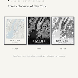 New York map wall art — Listing image 02 — colorways