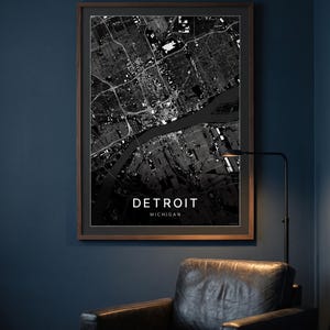 Detroit map wall art — The poster in a room (AI-generated)