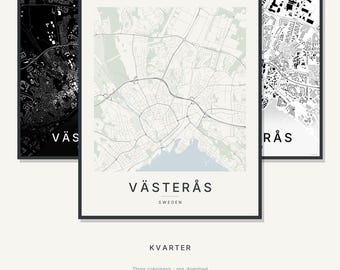 Druk mapy Västerås, plakat Västerås, skandynawska sztuka ścienna, minimalistyczna mapa miasta, Szwecja do druku, cyfrowe pobieranie, prezent na parapetówkę