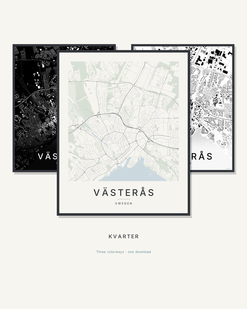 Västerås map wall art — Listing image 01 — hero