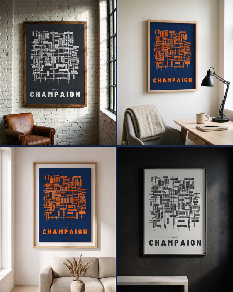 Champaign map wall art — Listing image 02 — rooms