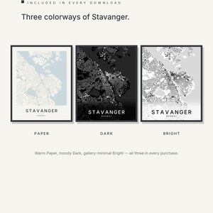Stavanger map wall art — Listing image 02 — colorways