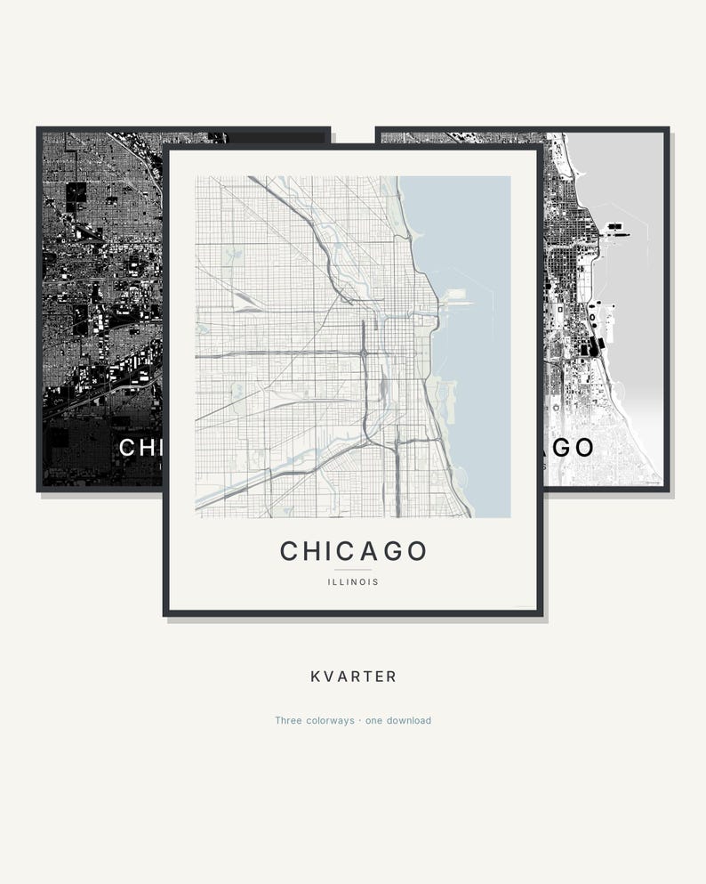 Chicago map wall art — Listing image 01 — hero