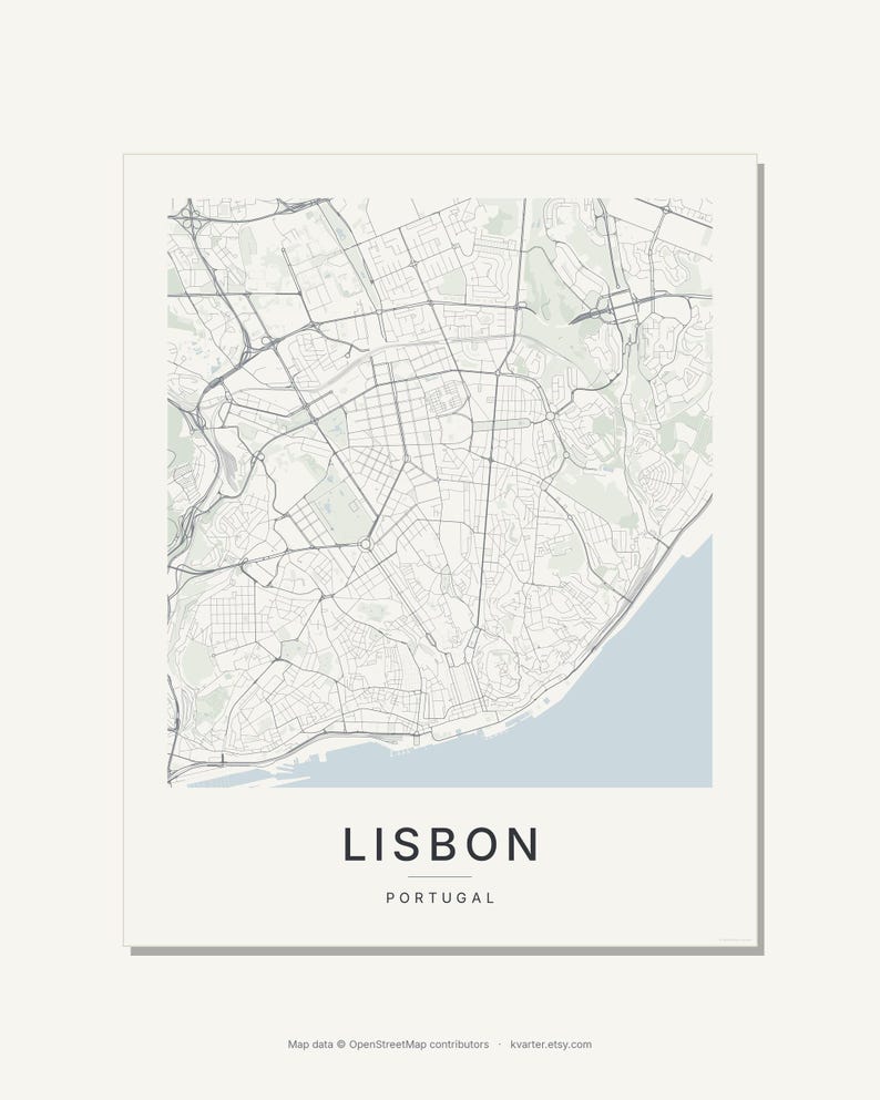 Lisbon map wall art — Listing image 03 — flat