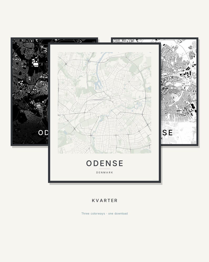 Odense map wall art — Listing image 01 — hero
