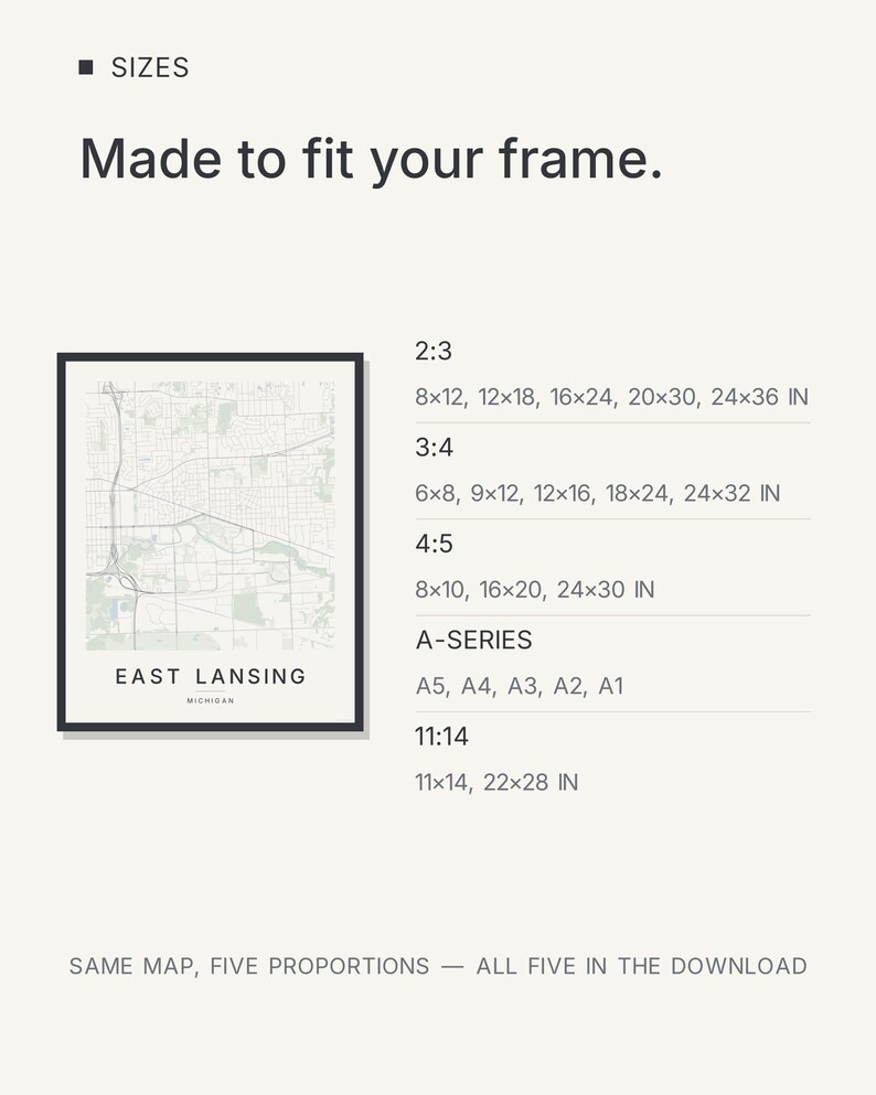 East Lansing map wall art — Listing image 07 — gallerywall