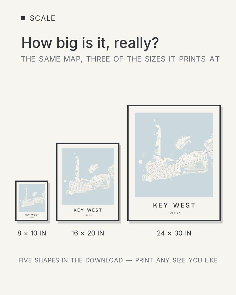 Key West map wall art — Listing image 08 — scale