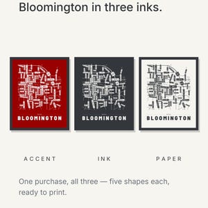 Bloomington map wall art — Listing image 05 — colorways